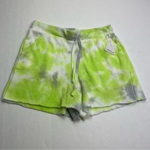Intimately Free People Womens Size XS Lime Green Grey Gray Tie Dye‎ Shorts NEW